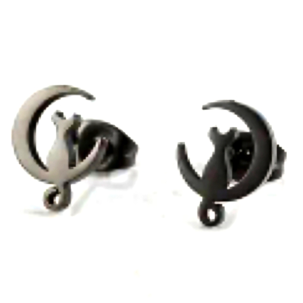 Cat Stainless steel stud earrings BLACK